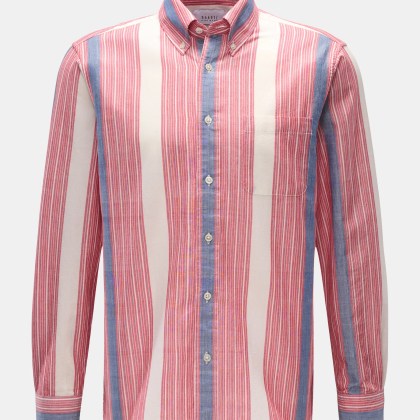 04651/ A trip in a bag - Herren - Casual-Hemd %27Madras Shirt%27 Button-Down-Kragen offwhite/rot/graublau gestreift 04651/ A trip in a bag - Herren - Casual-Hemd %27Madras Shirt%27 Button-Down-Kragen offwhite/rot/graublau gestreift