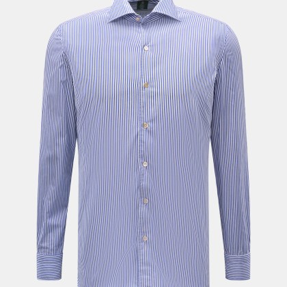 Borrelli - Herren - Casual Hemd %27Ettore%27 Haifisch-Kragen dunkelblau/weiß gestreift Borrelli - Herren - Casual Hemd %27Ettore%27 Haifisch-Kragen dunkelblau/weiß gestreift