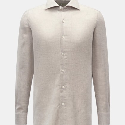 Borrelli - Herren - Flanellhemd %27Ettore%27 Haifisch-Kragen grau meliert Borrelli - Herren - Flanellhemd %27Ettore%27 Haifisch-Kragen grau meliert