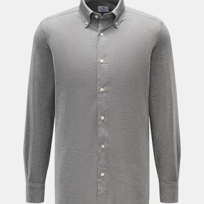 Giampaolo - Herren - Flanellhemd Button-Down-Kragen grau Giampaolo - Herren - Flanellhemd Button-Down-Kragen grau