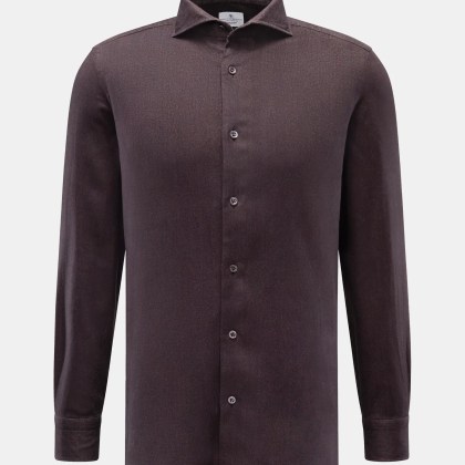 Giampaolo - Herren - Flanellhemd Haifisch-Kragen dunkelbraun Giampaolo - Herren - Flanellhemd Haifisch-Kragen dunkelbraun