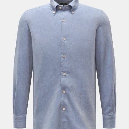 Borrelli - Herren - Casual Hemd %27Gable%27 Button-Down-Kragen rauchblau meliert Borrelli - Herren - Casual Hemd %27Gable%27 Button-Down-Kragen rauchblau meliert