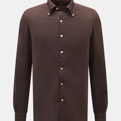 Borrelli - Herren - Casual Hemd %27Gable%27 Button-Down-Kragen dunkelbraun meliert Borrelli - Herren - Casual Hemd %27Gable%27 Button-Down-Kragen dunkelbraun meliert
