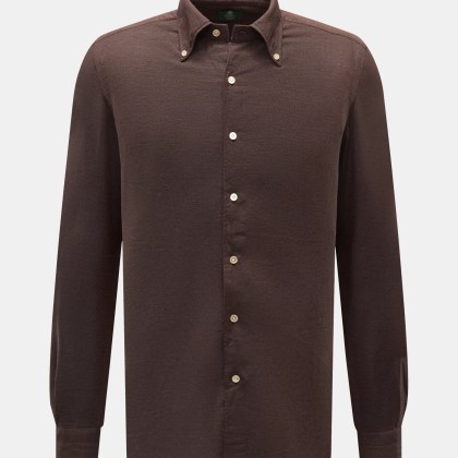 Borrelli - Herren - Casual Hemd %27Gable%27 Button-Down-Kragen dunkelbraun meliert Borrelli - Herren - Casual Hemd %27Gable%27 Button-Down-Kragen dunkelbraun meliert