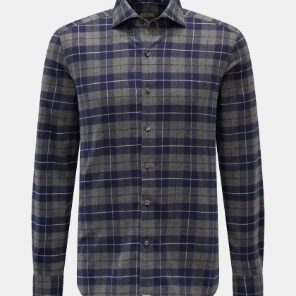 Sonrisa - Herren - Flanellhemd Haifisch-Kragen navy/grau kariert Sonrisa - Herren - Flanellhemd Haifisch-Kragen navy/grau kariert