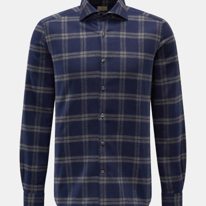 Sonrisa - Herren - Flanellhemd Haifisch-Kragen navy/grau kariert Sonrisa - Herren - Flanellhemd Haifisch-Kragen navy/grau kariert