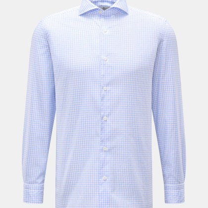 Giampaolo - Herren - Casual Hemd Haifisch-Kragen hellblau/weiß kariert Giampaolo - Herren - Casual Hemd Haifisch-Kragen hellblau/weiß kariert