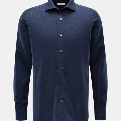 Guglielminotti - Herren - Flanellhemd Haifisch-Kragen navy meliert Guglielminotti - Herren - Flanellhemd Haifisch-Kragen navy meliert