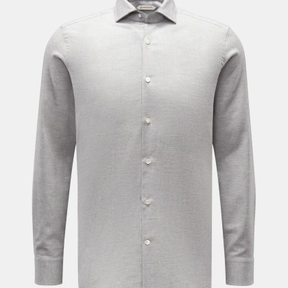 Guglielminotti - Herren - Flanellhemd Haifisch-Kragen hellgrau meliert Guglielminotti - Herren - Flanellhemd Haifisch-Kragen hellgrau meliert