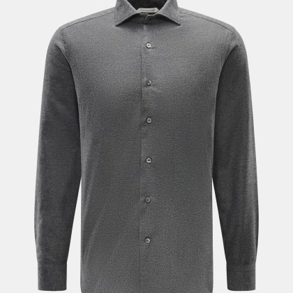 Guglielminotti - Herren - Flanellhemd Haifisch-Kragen dunkelgrau meliert Guglielminotti - Herren - Flanellhemd Haifisch-Kragen dunkelgrau meliert