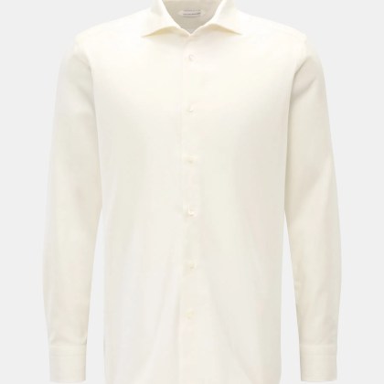 Guglielminotti - Herren - Flanellhemd Haifisch-Kragen creme Guglielminotti - Herren - Flanellhemd Haifisch-Kragen creme