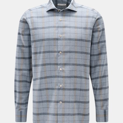 Guglielminotti - Herren - Flanellhemd Haifisch-Kragen grau/dunkelgrau/beige kariert Guglielminotti - Herren - Flanellhemd Haifisch-Kragen grau/dunkelgrau/beige kariert