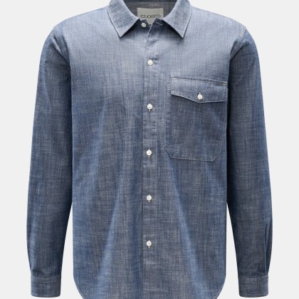 Closed - Herren - Chambray-Hemd schmaler Kragen graublau Closed - Herren - Chambray-Hemd schmaler Kragen graublau