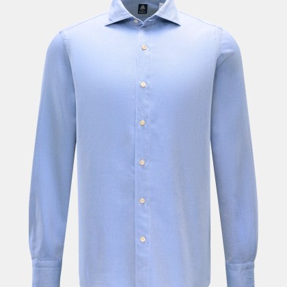 Finamore - Herren - Flanellhemd %27Edoardo Gaeta%27 Haifisch-Kragen blau meliert Finamore - Herren - Flanellhemd %27Edoardo Gaeta%27 Haifisch-Kragen blau meliert