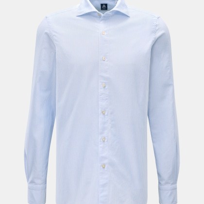 Finamore - Herren - Oxford Hemd %27Edoardo Gaeta%27 Haifisch-Kragen hellblau/weiß gestreift Finamore - Herren - Oxford Hemd %27Edoardo Gaeta%27 Haifisch-Kragen hellblau/weiß gestreift