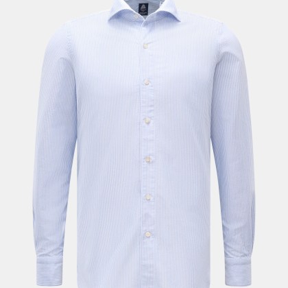 Finamore - Herren - Oxford Hemd %27Edoardo Gaeta%27 Haifisch-Kragen hellblau/weiß gestreift Finamore - Herren - Oxford Hemd %27Edoardo Gaeta%27 Haifisch-Kragen hellblau/weiß gestreift