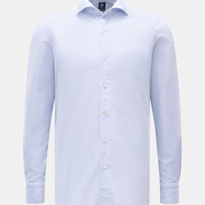 Finamore - Herren - Oxford Hemd %27Edoardo Gaeta%27 Haifisch-Kragen hellblau/weiß gestreift Finamore - Herren - Oxford Hemd %27Edoardo Gaeta%27 Haifisch-Kragen hellblau/weiß gestreift