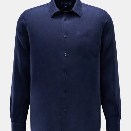 Vilebrequin - Herren - Leinenhemd schmaler Kragen navy Vilebrequin - Herren - Leinenhemd schmaler Kragen navy