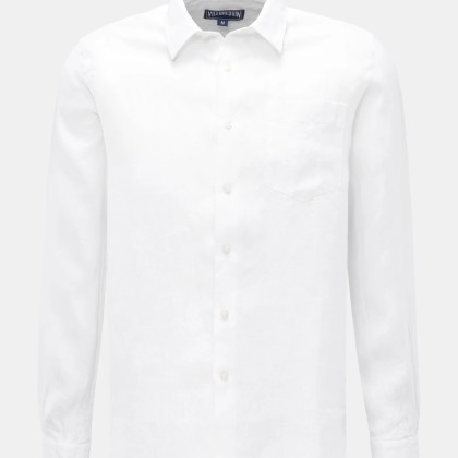 Vilebrequin - Herren - Leinenhemd schmaler Kragen weiß Vilebrequin - Herren - Leinenhemd schmaler Kragen weiß