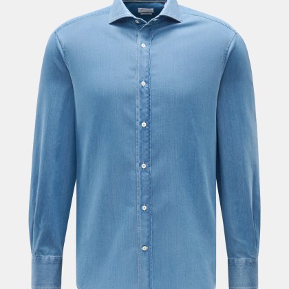 Brunello Cucinelli - Herren - Casual Hemd Haifisch-Kragen rauchblau Brunello Cucinelli - Herren - Casual Hemd Haifisch-Kragen rauchblau