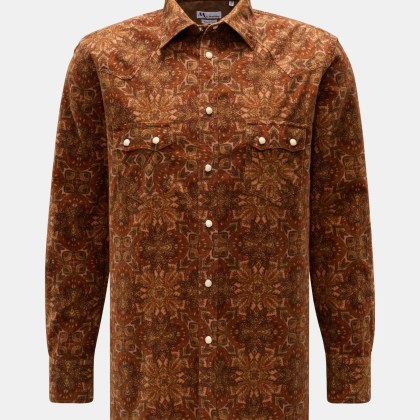 Doppiaa - Herren - Flanellhemd %27Aariosto%27 Kent-Kragen braun/hellbraun/grün gemustert Doppiaa - Herren - Flanellhemd %27Aariosto%27 Kent-Kragen braun/hellbraun/grün gemustert