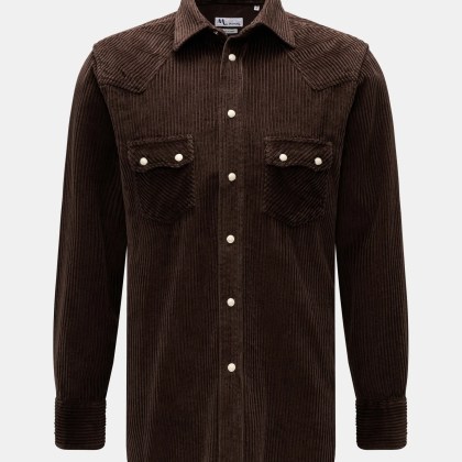Doppiaa - Herren - Cordhemd %27Aariosto%27 Kent-Kragen dunkelbraun Doppiaa - Herren - Cordhemd %27Aariosto%27 Kent-Kragen dunkelbraun