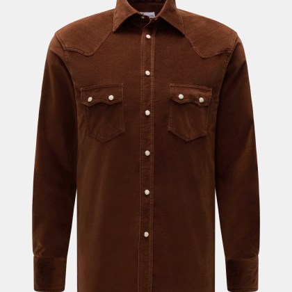 Doppiaa - Herren - Samt-Hemd %27Aariosto%27 Kent-Kragen braun Doppiaa - Herren - Samt-Hemd %27Aariosto%27 Kent-Kragen braun