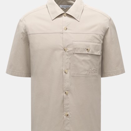 Maison Kitsuné - Herren - Kurzarmhemd Kent-Kragen beige Maison Kitsuné - Herren - Kurzarmhemd Kent-Kragen beige