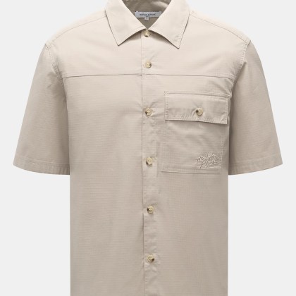 Maison Kitsuné - Herren - Kurzarmhemd Kent-Kragen beige Maison Kitsuné - Herren - Kurzarmhemd Kent-Kragen beige