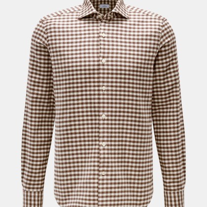 BRAUN Hamburg - Herren - Flanellhemd Haifisch-Kragen braun/offwhite kariert BRAUN Hamburg - Herren - Flanellhemd Haifisch-Kragen braun/offwhite kariert