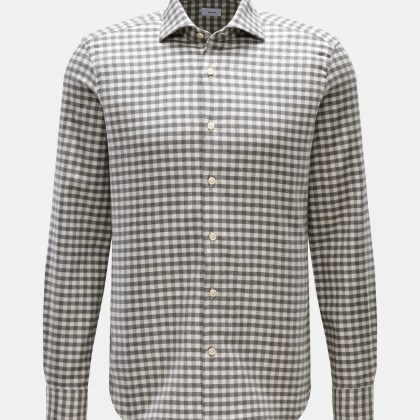 BRAUN Hamburg - Herren - Flanellhemd Haifisch-Kragen grau/offwhite kariert BRAUN Hamburg - Herren - Flanellhemd Haifisch-Kragen grau/offwhite kariert