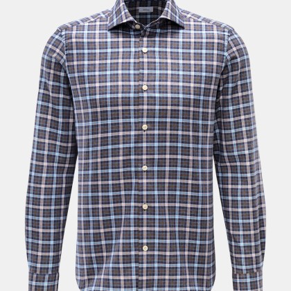 BRAUN Hamburg - Herren - Casual Hemd Haifisch-Kragen braun/navy/weiß kariert BRAUN Hamburg - Herren - Casual Hemd Haifisch-Kragen braun/navy/weiß kariert