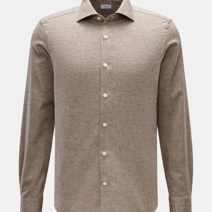 BRAUN Hamburg - Herren - Flanellhemd Haifisch-Kragen taupe BRAUN Hamburg - Herren - Flanellhemd Haifisch-Kragen taupe