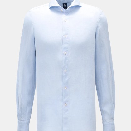 Finamore - Herren - Leinenhemd %27Sergio Gaeta%27 Haifisch-Kragen hellblau Finamore - Herren - Leinenhemd %27Sergio Gaeta%27 Haifisch-Kragen hellblau