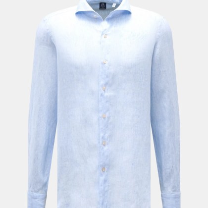 Finamore - Herren - Leinenhemd %27Sergio Gaeta%27 Haifisch-Kragen blau/weiß gestreift Finamore - Herren - Leinenhemd %27Sergio Gaeta%27 Haifisch-Kragen blau/weiß gestreift