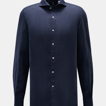 Finamore - Herren - Leinenhemd %27Sergio Gaeta%27 Haifisch-Kragen navy Finamore - Herren - Leinenhemd %27Sergio Gaeta%27 Haifisch-Kragen navy