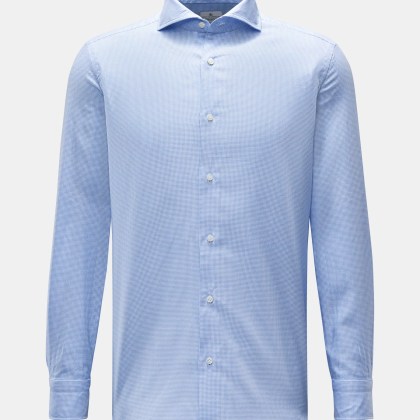 Giampaolo - Herren - Casual Hemd Haifisch-Kragen hellblau/weiß kariert Giampaolo - Herren - Casual Hemd Haifisch-Kragen hellblau/weiß kariert