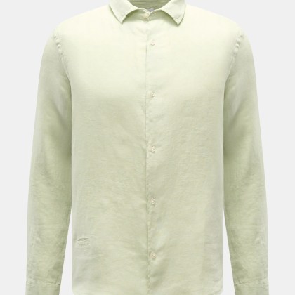 04651/ A trip in a bag - Herren - Leinenhemd schmaler Kragen pastellgrün 04651/ A trip in a bag - Herren - Leinenhemd schmaler Kragen pastellgrün
