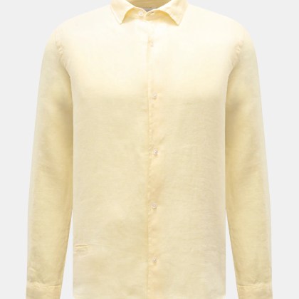 04651/ A trip in a bag - Herren - Leinenhemd schmaler Kragen pastellgelb 04651/ A trip in a bag - Herren - Leinenhemd schmaler Kragen pastellgelb