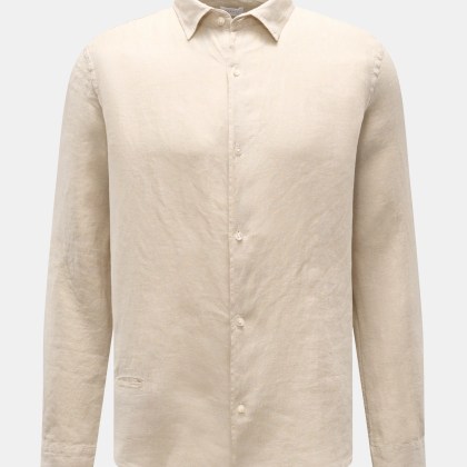 04651/ A trip in a bag - Herren - Leinenhemd schmaler Kragen sand 04651/ A trip in a bag - Herren - Leinenhemd schmaler Kragen sand