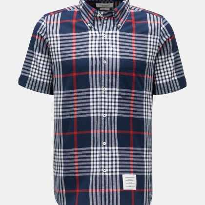 Thom Browne - Herren - Kurzarmhemd Button-Bown-Kragen navy/weiß/rot kariert Thom Browne - Herren - Kurzarmhemd Button-Bown-Kragen navy/weiß/rot kariert
