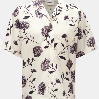 Nanushka - Herren - Kurzarmhemd %27Yuki%27 Kubanischer Kragen creme/schwarz gemustert Nanushka - Herren - Kurzarmhemd %27Yuki%27 Kubanischer Kragen creme/schwarz gemustert