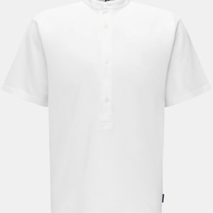 04651/ A trip in a bag - Herren - Piqué Kurzarmhemd %27Guru Tee%27 Grandad-Kragen weiß 04651/ A trip in a bag - Herren - Piqué Kurzarmhemd %27Guru Tee%27 Grandad-Kragen weiß