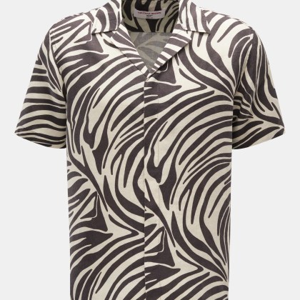Orlebar Brown - Herren - Kurzarmhemd %27Maitan Golden Gun Zebra%27 Kubanischer Kragen schwarz/creme gemustert Orlebar Brown - Herren - Kurzarmhemd %27Maitan Golden Gun Zebra%27 Kubanischer Kragen schwarz/creme gemustert