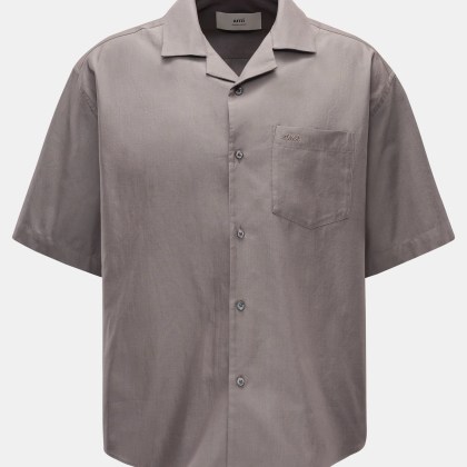 Ami Paris - Herren - Kurzarmhemd Kubanischer Kragen taupe Ami Paris - Herren - Kurzarmhemd Kubanischer Kragen taupe