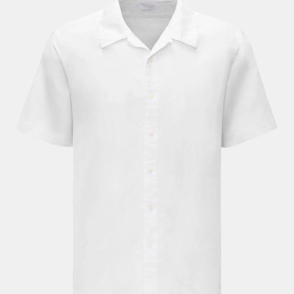 04651/ A trip in a bag - Herren - Kurzarmhemd %27Summer%27 Kubanischer Kragen weiß 04651/ A trip in a bag - Herren - Kurzarmhemd %27Summer%27 Kubanischer Kragen weiß