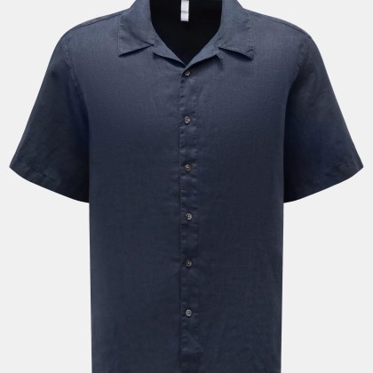 04651/ A trip in a bag - Herren - Leinen Kurzarmhemd %27Linen Cuba%27 Kubanischer Kragen navy 04651/ A trip in a bag - Herren - Leinen Kurzarmhemd %27Linen Cuba%27 Kubanischer Kragen navy