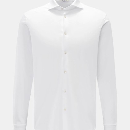 Stefan Brandt - Herren - Jersey-Hemd %27Otis%27 Haifisch-Kragen weiß Stefan Brandt - Herren - Jersey-Hemd %27Otis%27 Haifisch-Kragen weiß