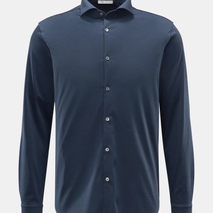 Stefan Brandt - Herren - Jersey-Hemd %27Otis%27 Haifisch-Kragen dunkelblau Stefan Brandt - Herren - Jersey-Hemd %27Otis%27 Haifisch-Kragen dunkelblau