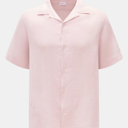 04651/ A trip in a bag - Herren - Leinen-Kurzarmhemd Kubanischer Kragen rosé 04651/ A trip in a bag - Herren - Leinen-Kurzarmhemd Kubanischer Kragen rosé